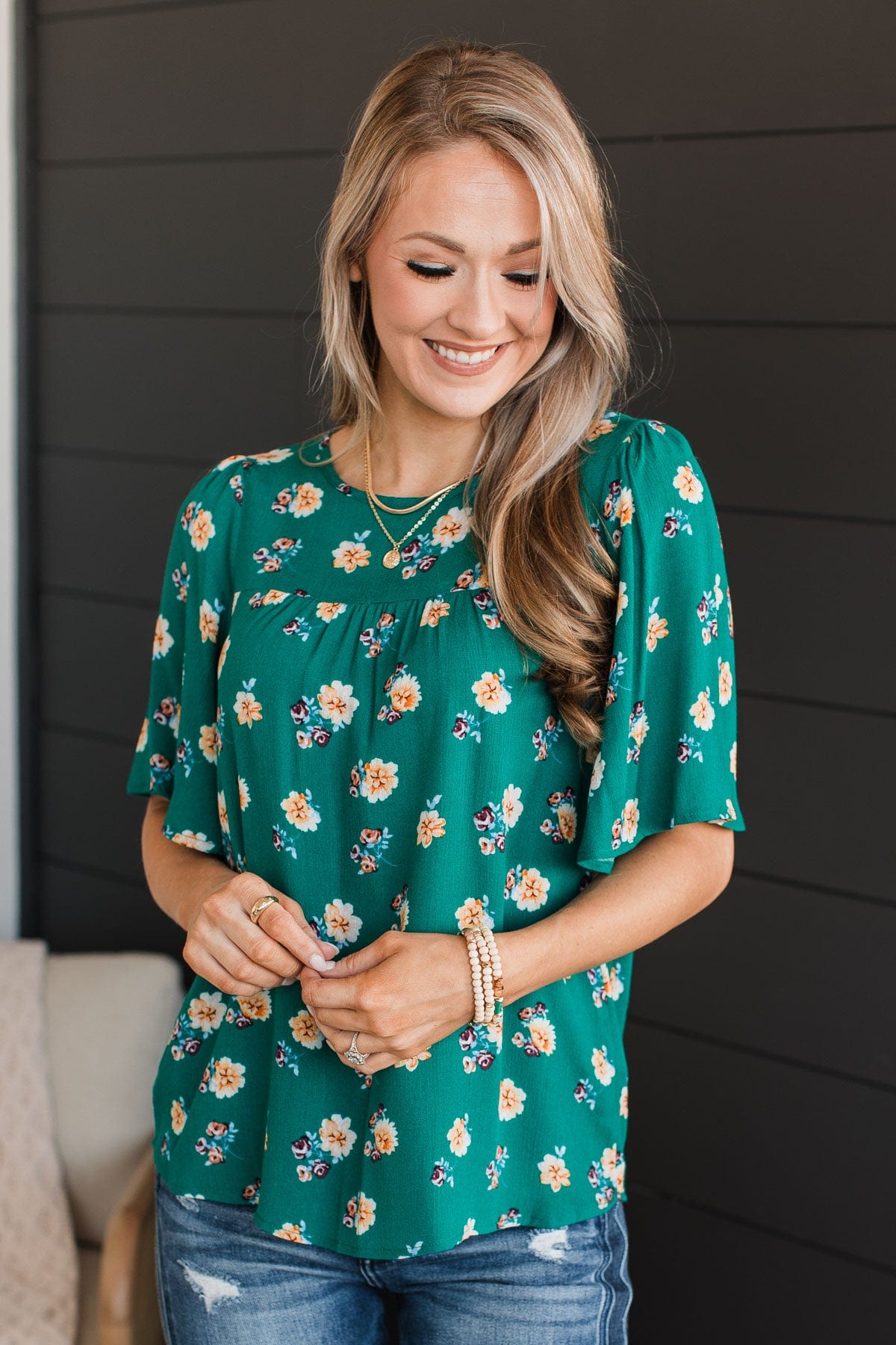 Forever Special Floral Blouse- Emerald – The Pulse Boutique