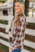 In Your Dreams Plaid Button Top- Chestnut