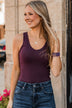A Moment's Notice V-Neck Bodysuit- Eggplant