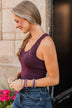 A Moment's Notice V-Neck Bodysuit- Eggplant