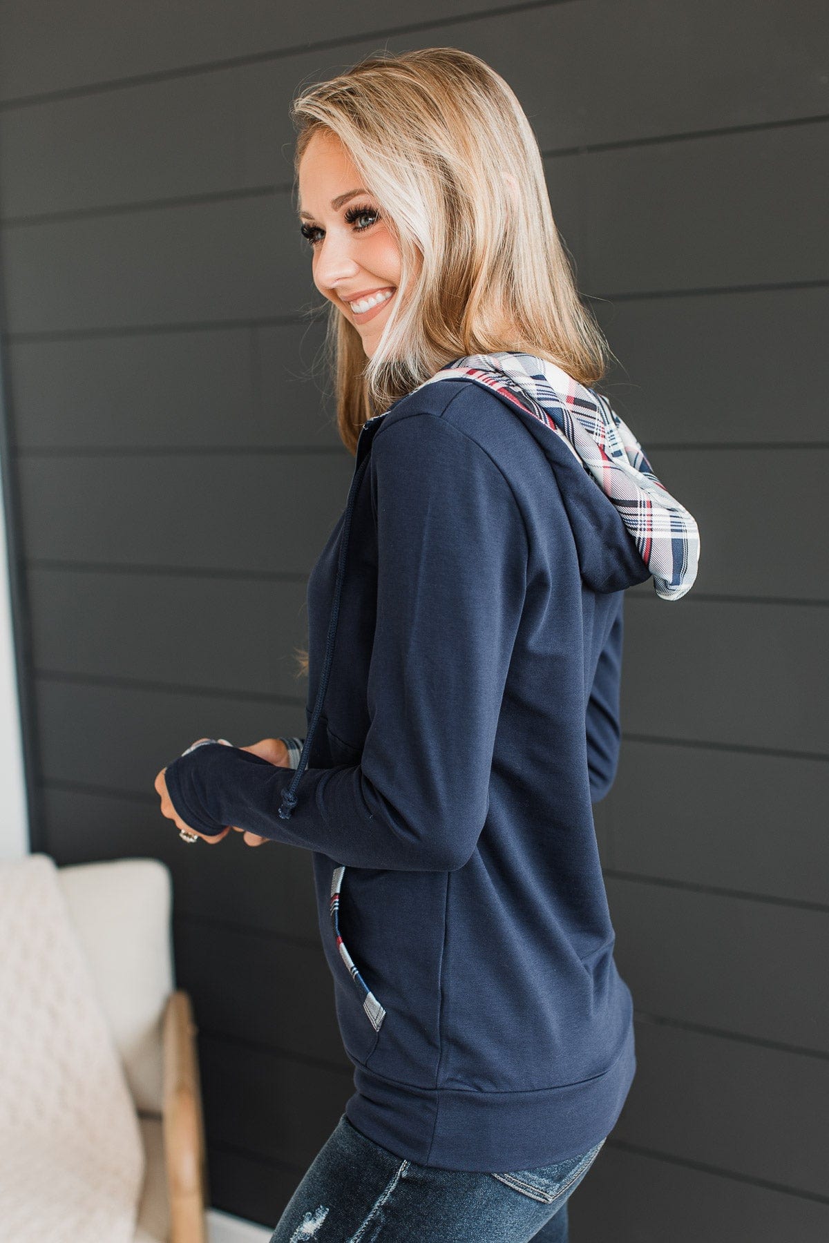 Easy To Love Quarter Zip Hoodie- Navy