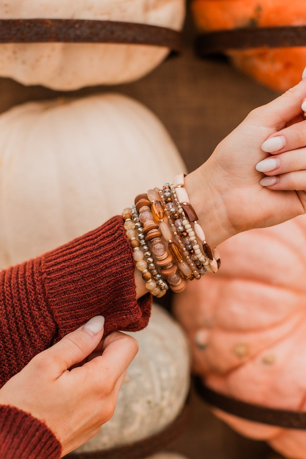 Made You Blush Beaded Bracelet Set- Brown