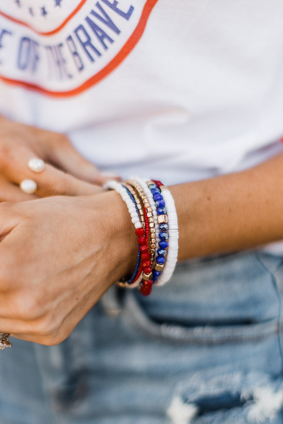 Love My Way Coil Bracelet- Red, White, & Blue