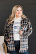 Weekend Plans Button Up Plaid Jacket- Navy