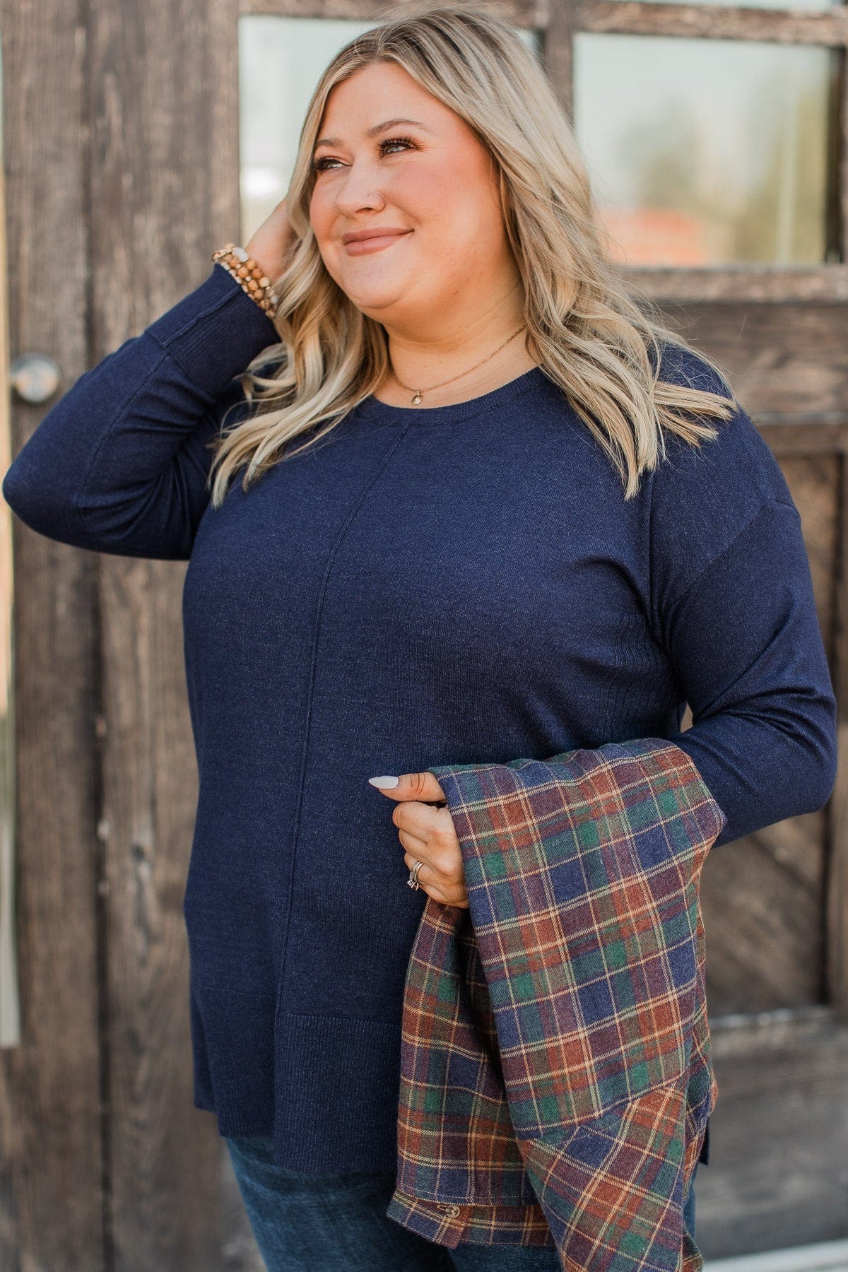 Ready For Anything Knit Sweater- Navy