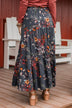 Sweet Like Honey Floral Skirt- Navy