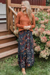 Sweet Like Honey Floral Skirt- Navy