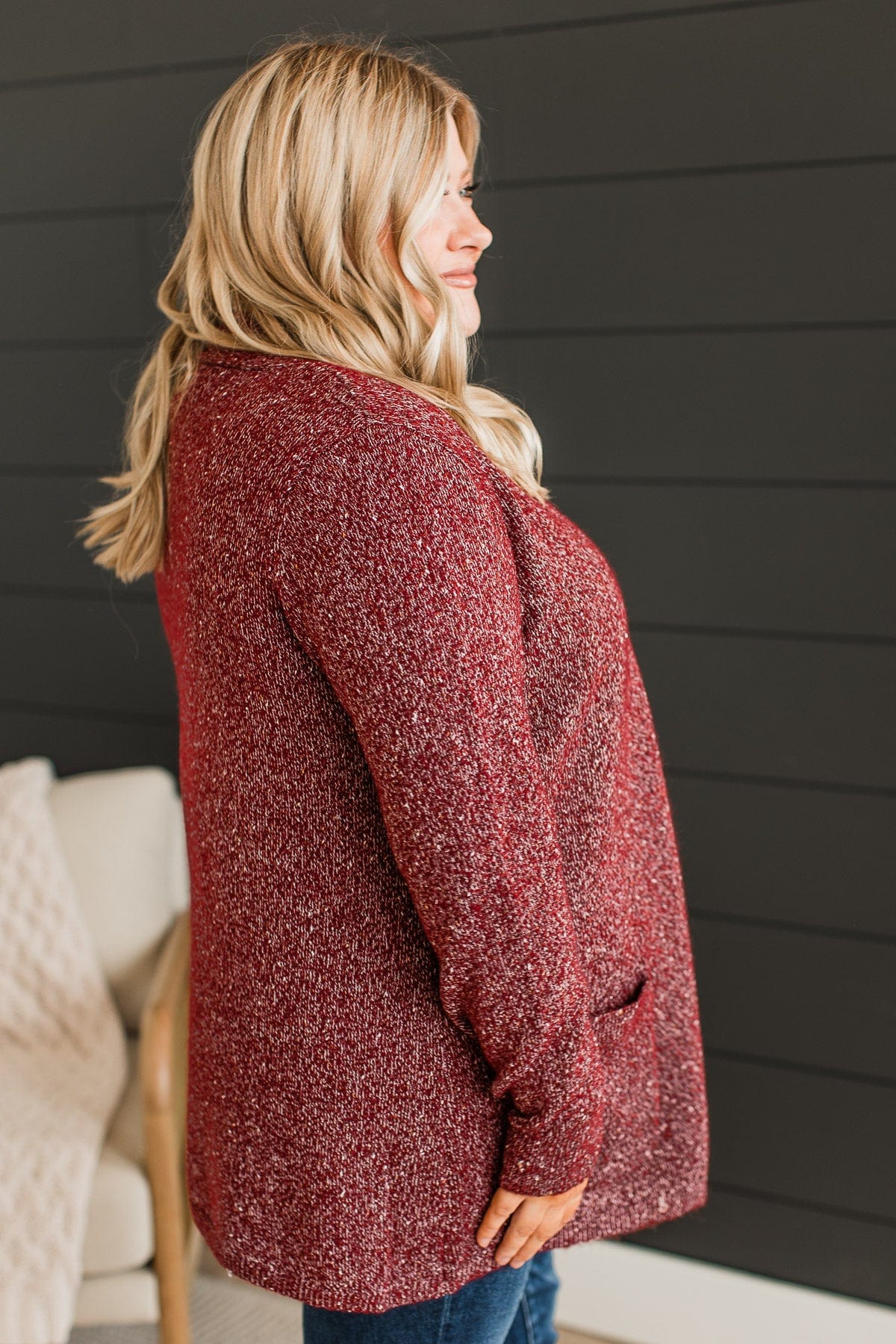Props To You Sprinkle Knit Cardigan- Burgundy