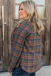 Floating On Air Plaid Button Top- Indigo