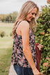 Garden Blooms Floral Tank Top- Black