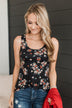 Between You & Me Floral Tank Top- Black