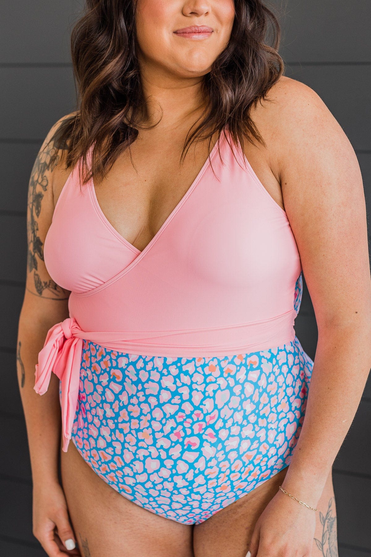 Beach Party One-Piece Swimsuit- Pink & Pastel Leopard