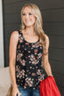 Between You & Me Floral Tank Top- Black