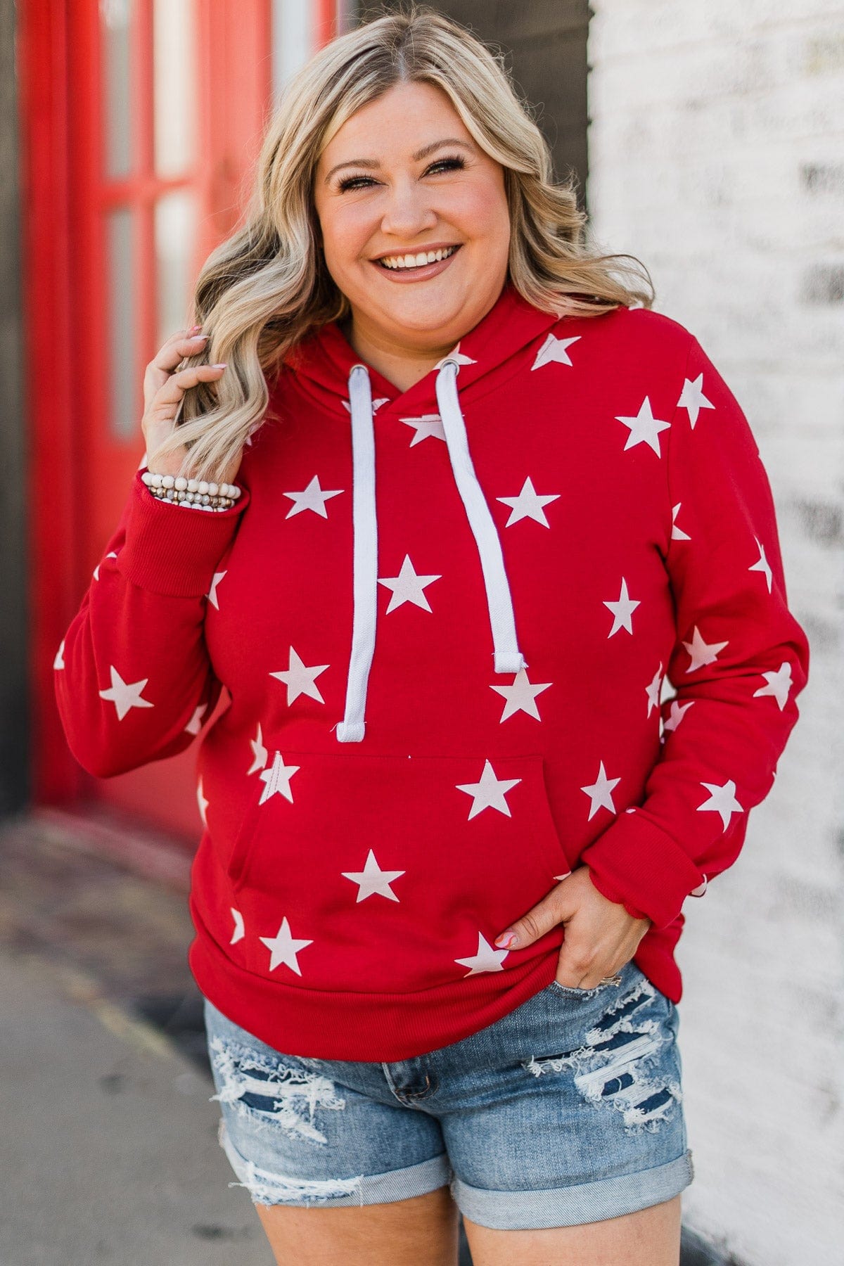 Be A Star Drawstring Hoodie- Red – The Pulse Boutique