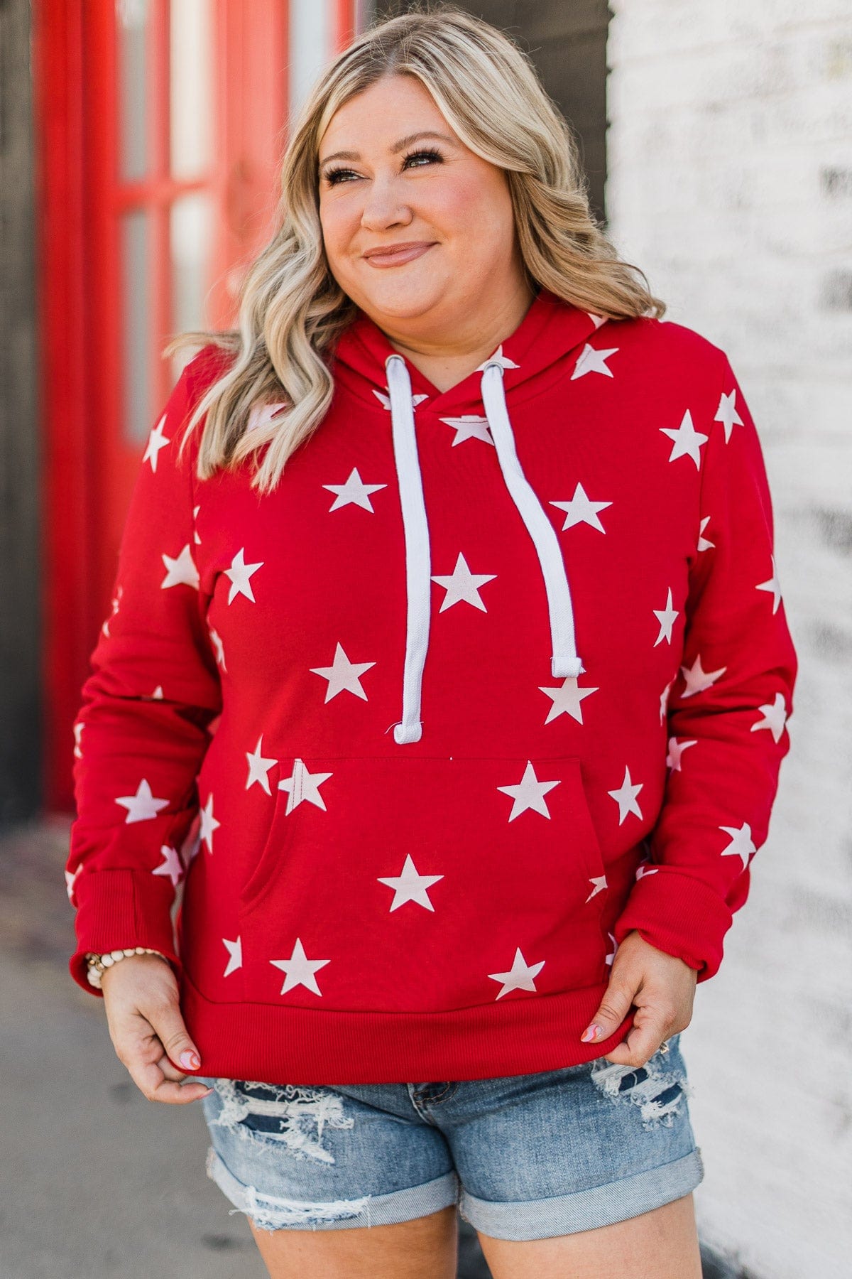 Be A Star Drawstring Hoodie- Red
