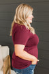 Hello Lovely V-Neck Top- Burgundy