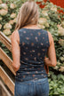 Friends For Life Floral Tank Top- Navy