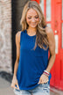 Just Peachy Ribbed Knit Tank Top- Royal Blue