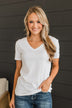 Light The Way V-Neck Top- White