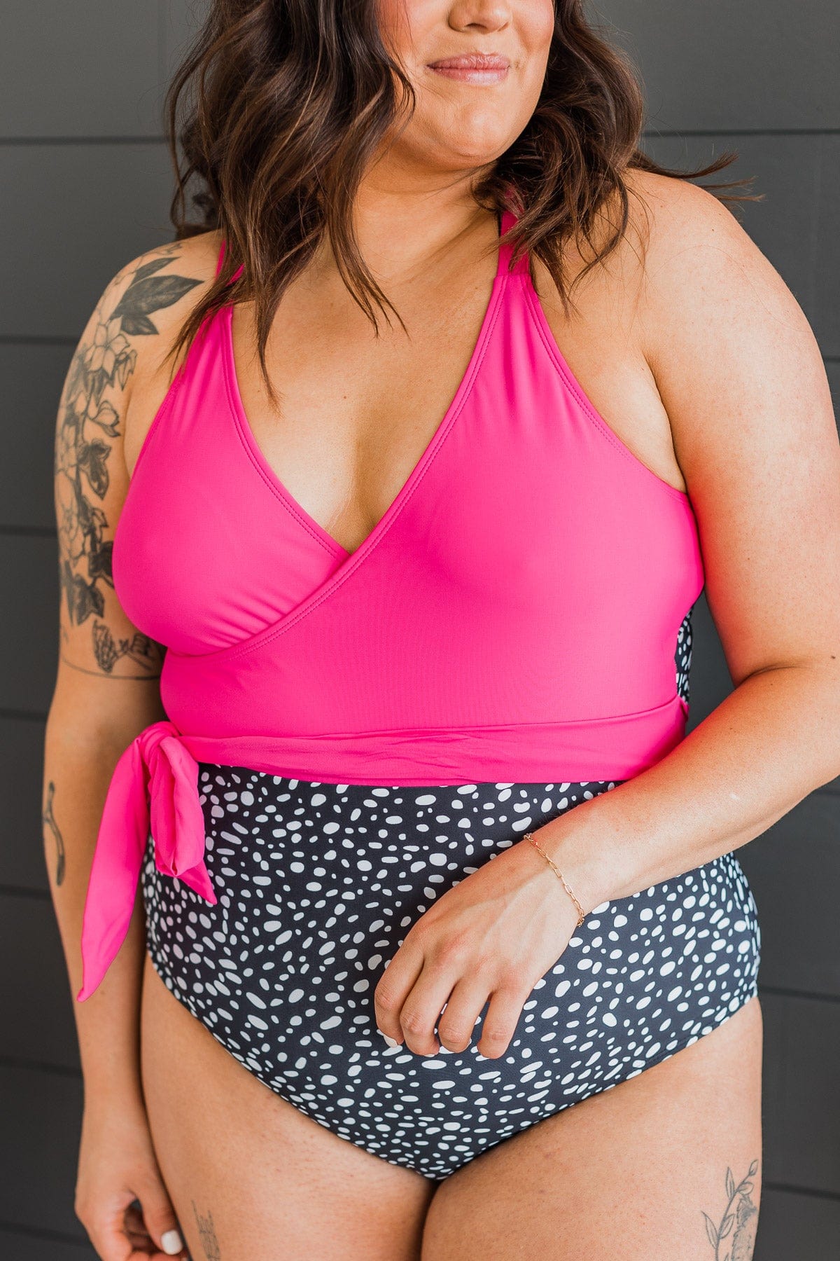 Hot pink plus size swimsuits online