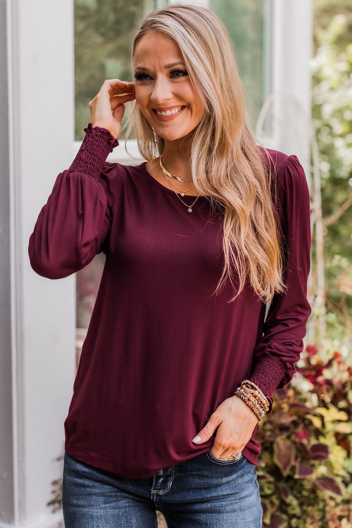 Love Found Us Knit Top- Burgundy