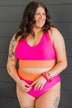 Kissed By The Sun Bikini Swim Top- Hot Pink & Orange