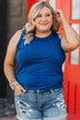 Just Peachy Ribbed Knit Tank Top- Royal Blue