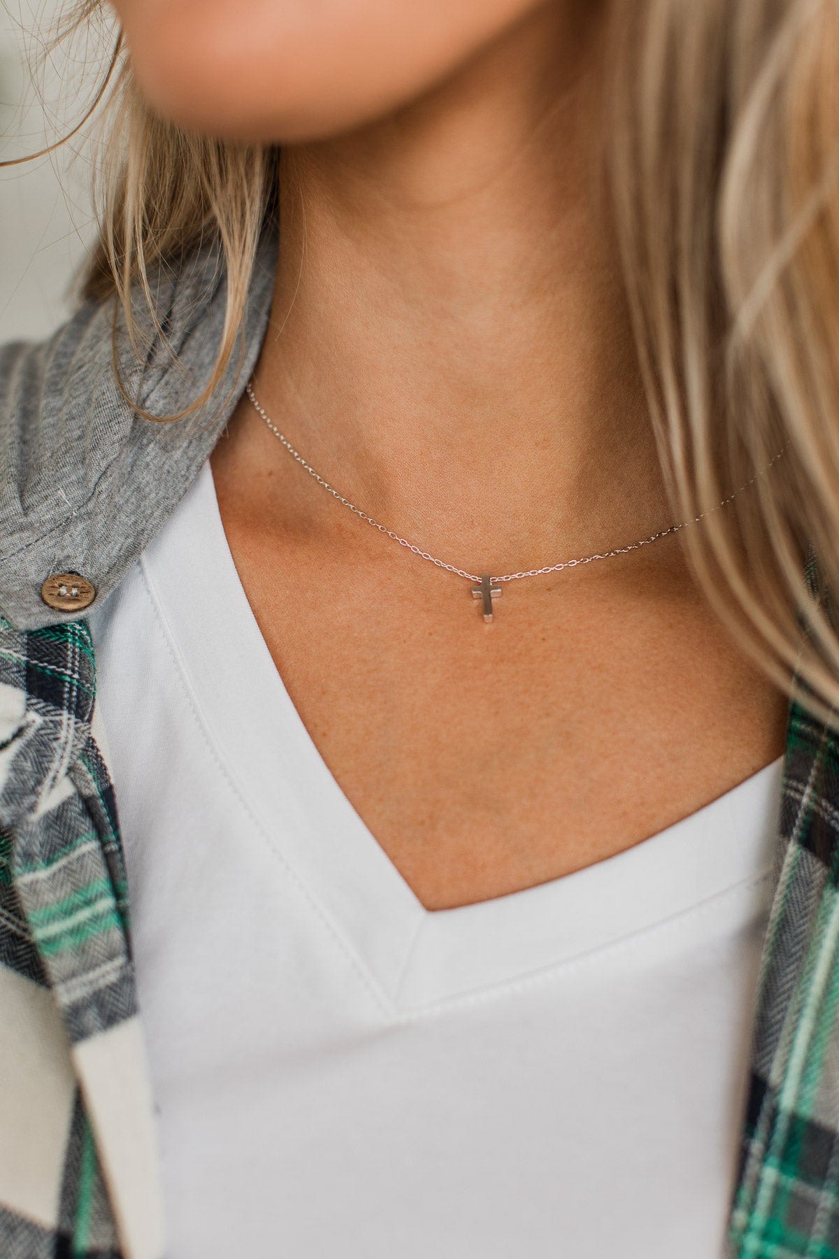 Grow In Grace Cross Necklace- Silver