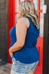 Just Peachy Ribbed Knit Tank Top- Royal Blue