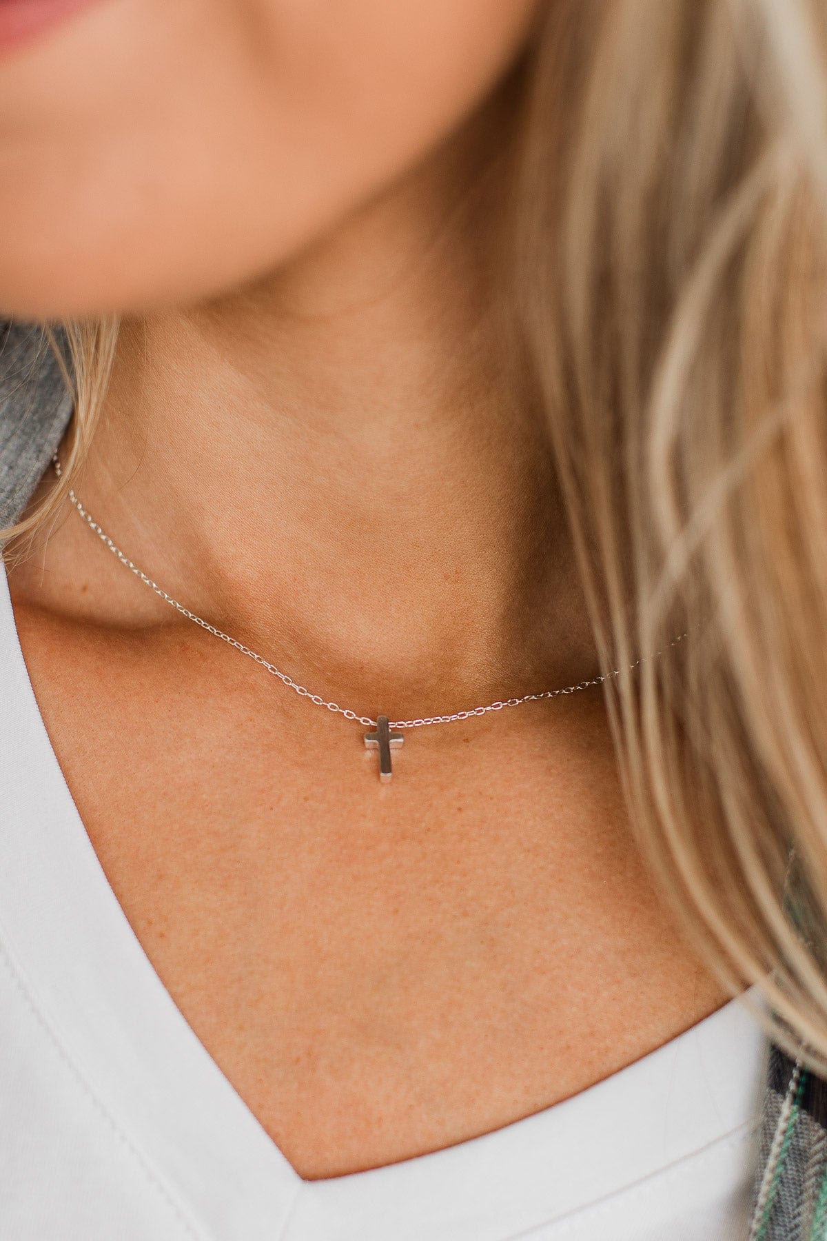 Grow In Grace Cross Necklace- Silver
