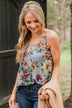Up For Fun Floral Tank Top- Dusty Blue