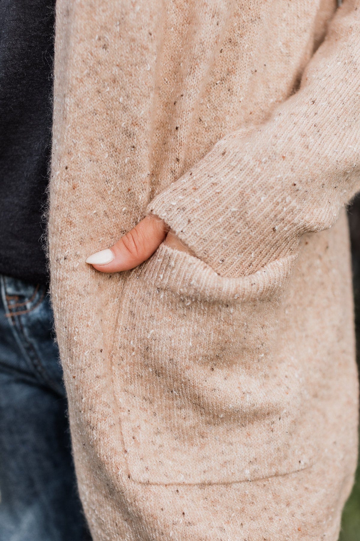 Props To You Sprinkle Knit Cardigan- Taupe