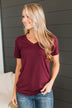Hello Lovely V-Neck Top- Burgundy