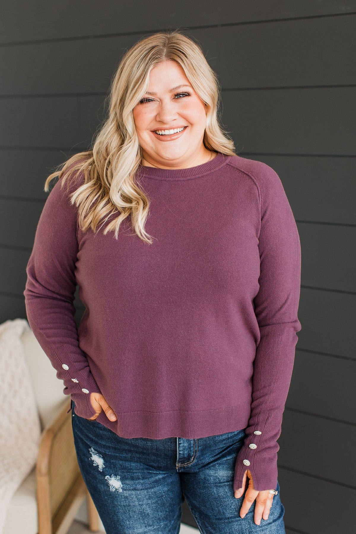 Happiest Moment Knit Sweater- Plum