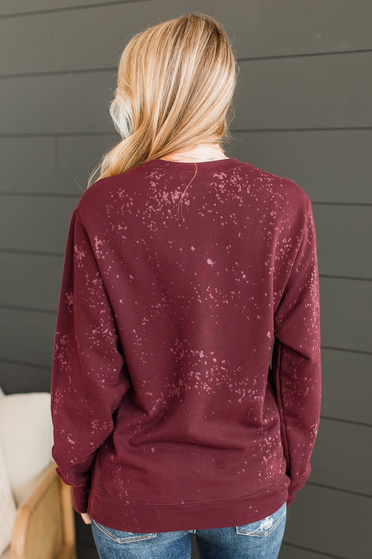 "Warm Memories" Crew Neck Pullover- Burgundy