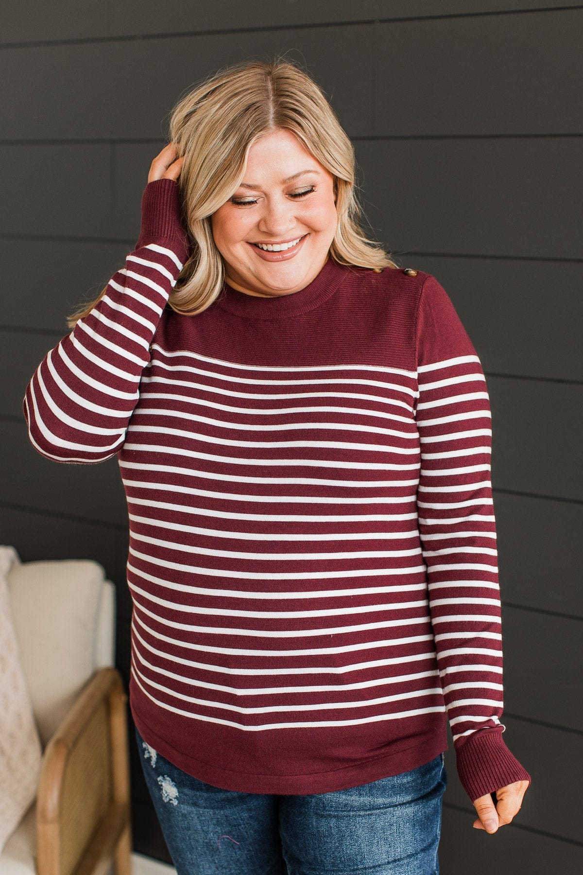 Keeping My Promise Knit Sweater- Burgundy