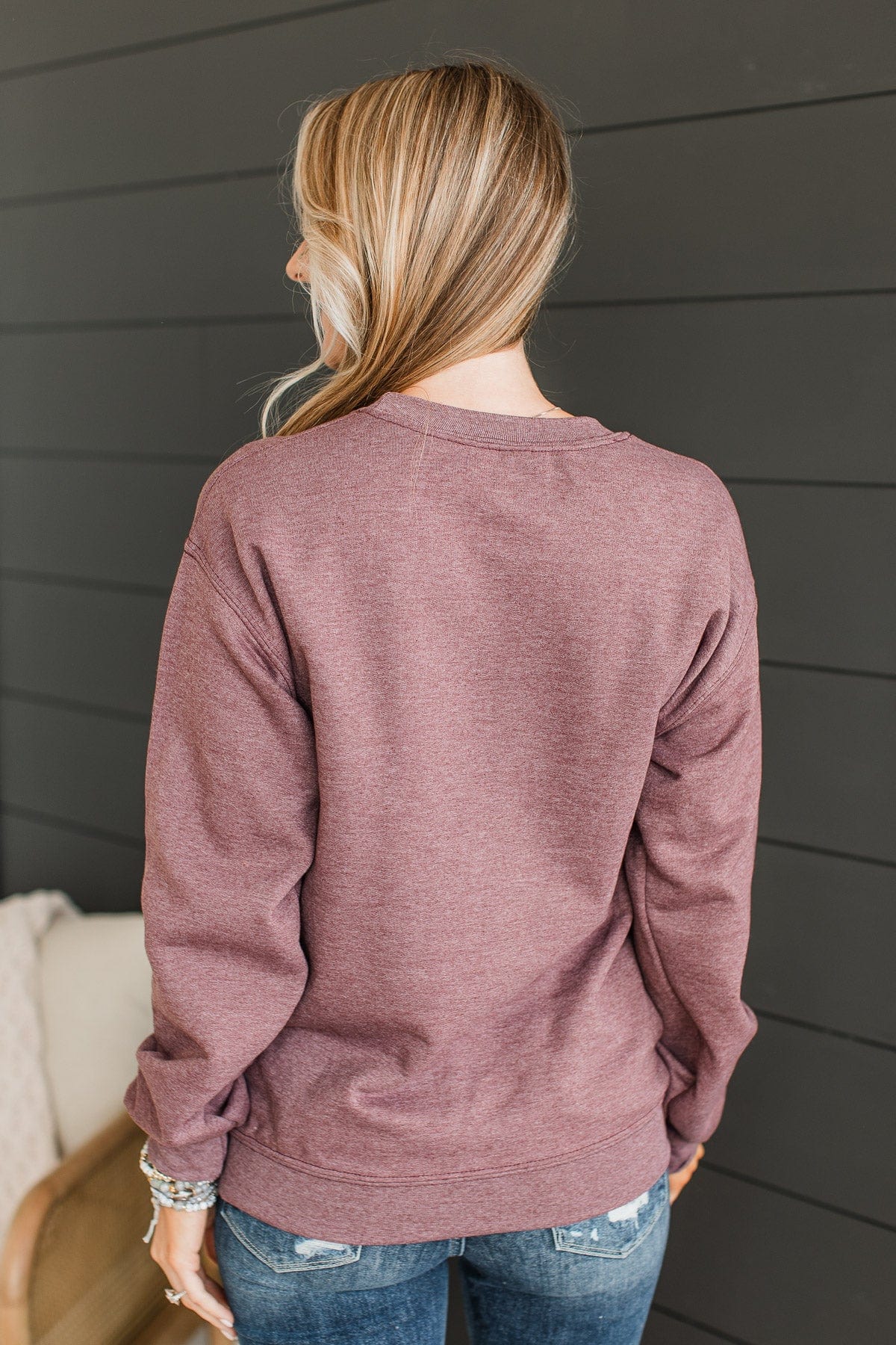 "Amazing Grace" Crew Neck Pullover- Plum