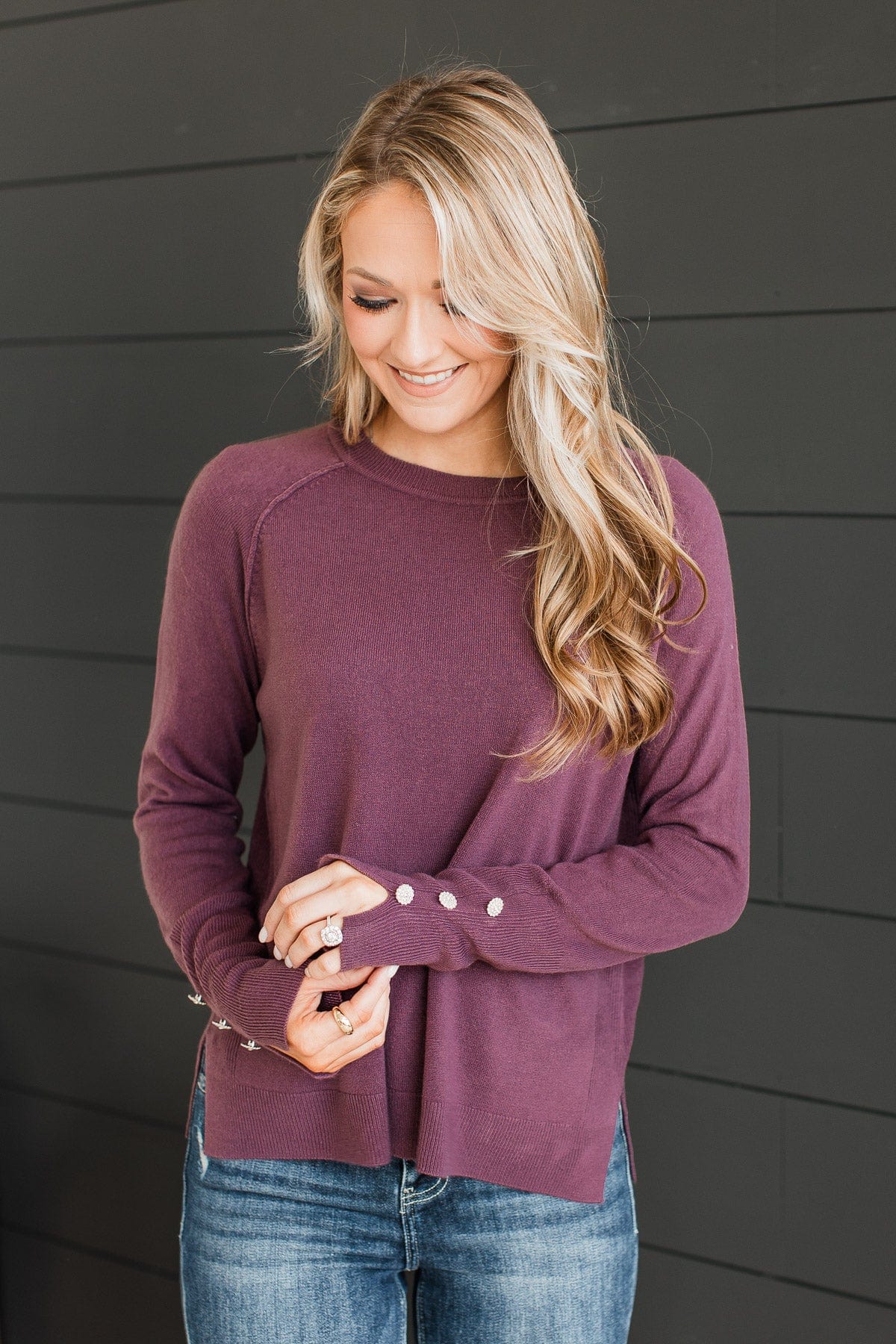 Happiest Moment Knit Sweater- Plum