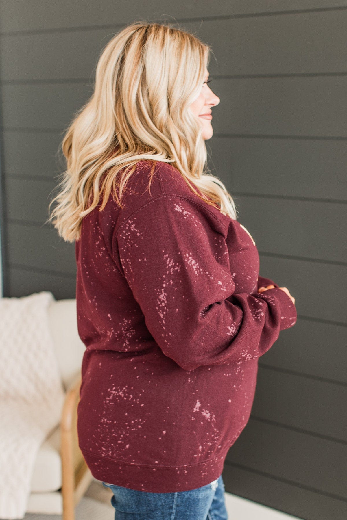 "Warm Memories" Crew Neck Pullover- Burgundy