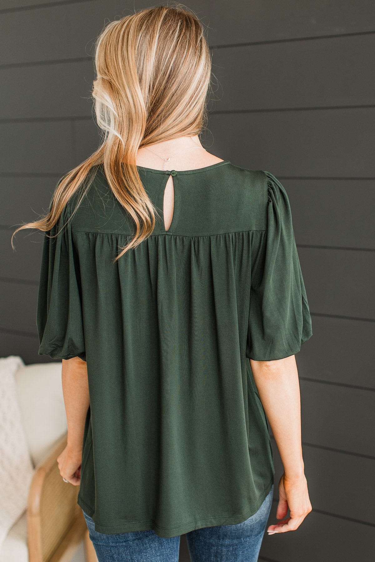 Forever Is Ours Knit Blouse- Forest Green