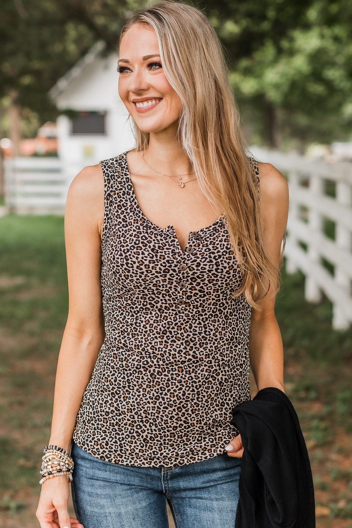 Bountiful Smiles Knit Tank Top- Leopard