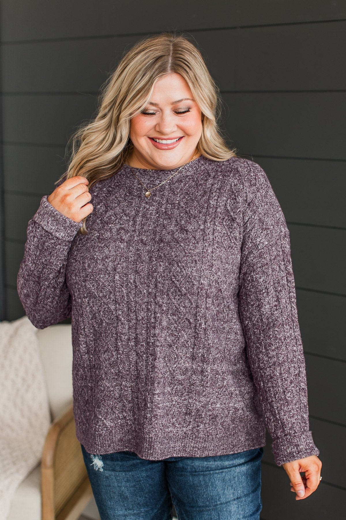 Brings Me Joy Knit Sweater- Purple