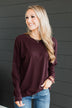 Express It All Knit Pullover Top- Dark Plum