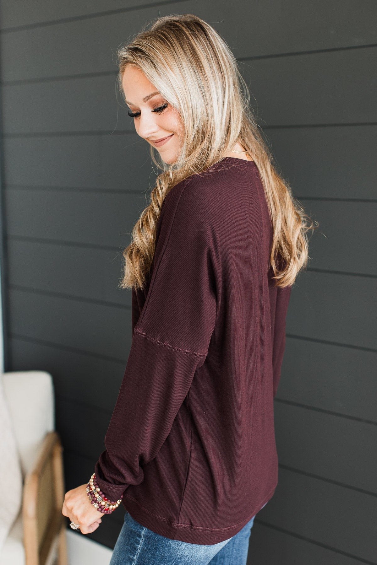 Express It All Knit Pullover Top- Dark Plum