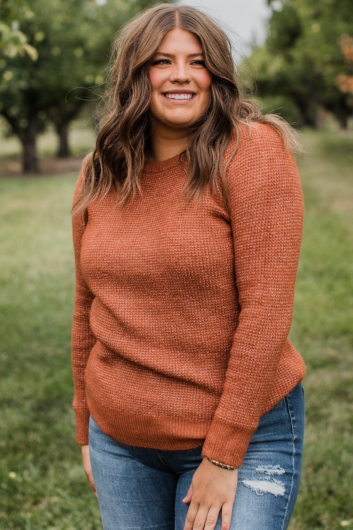 Simply Unforgettable Knit Sweater- Copper