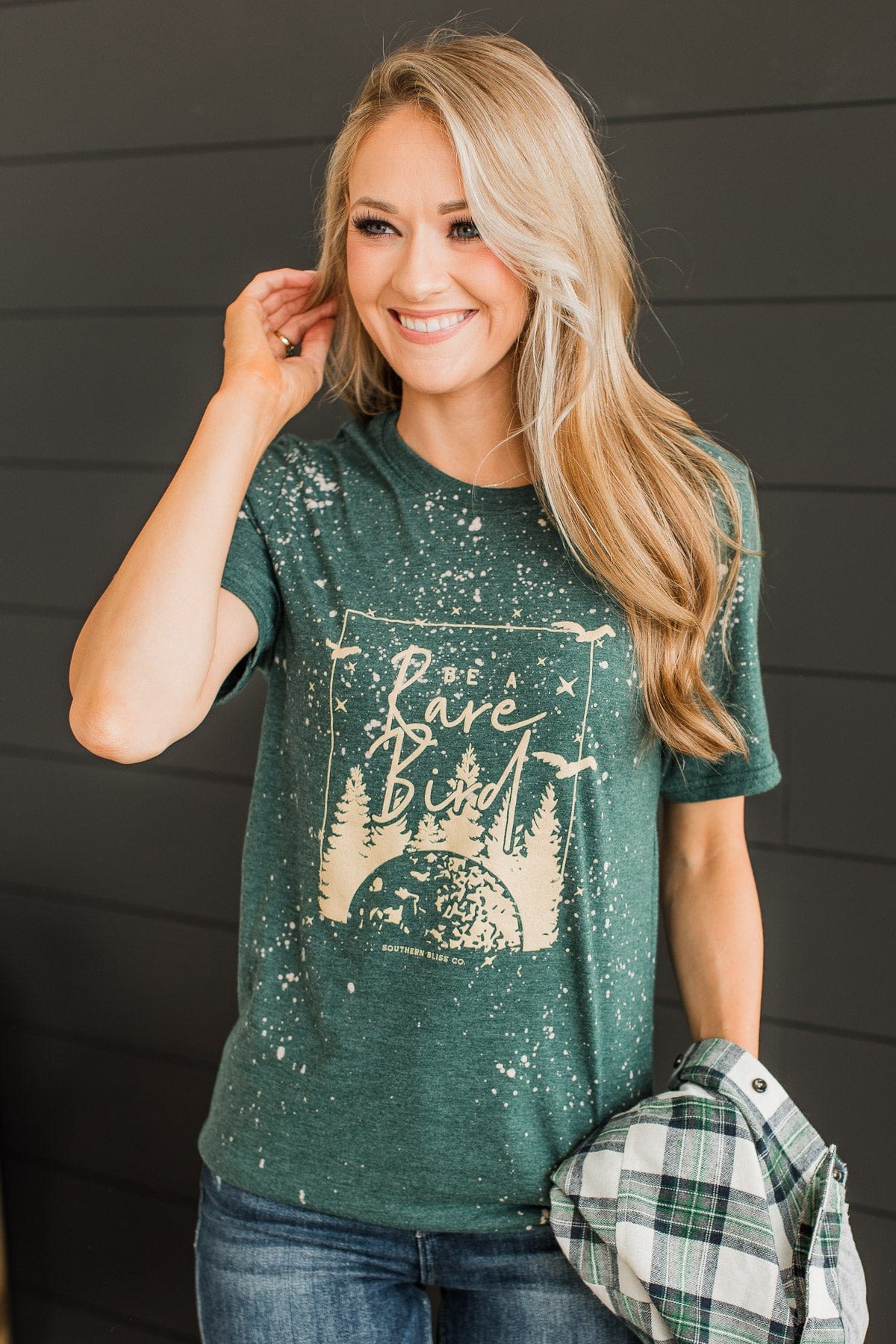 "Be A Rare Bird" Graphic Tee- Hunter Green