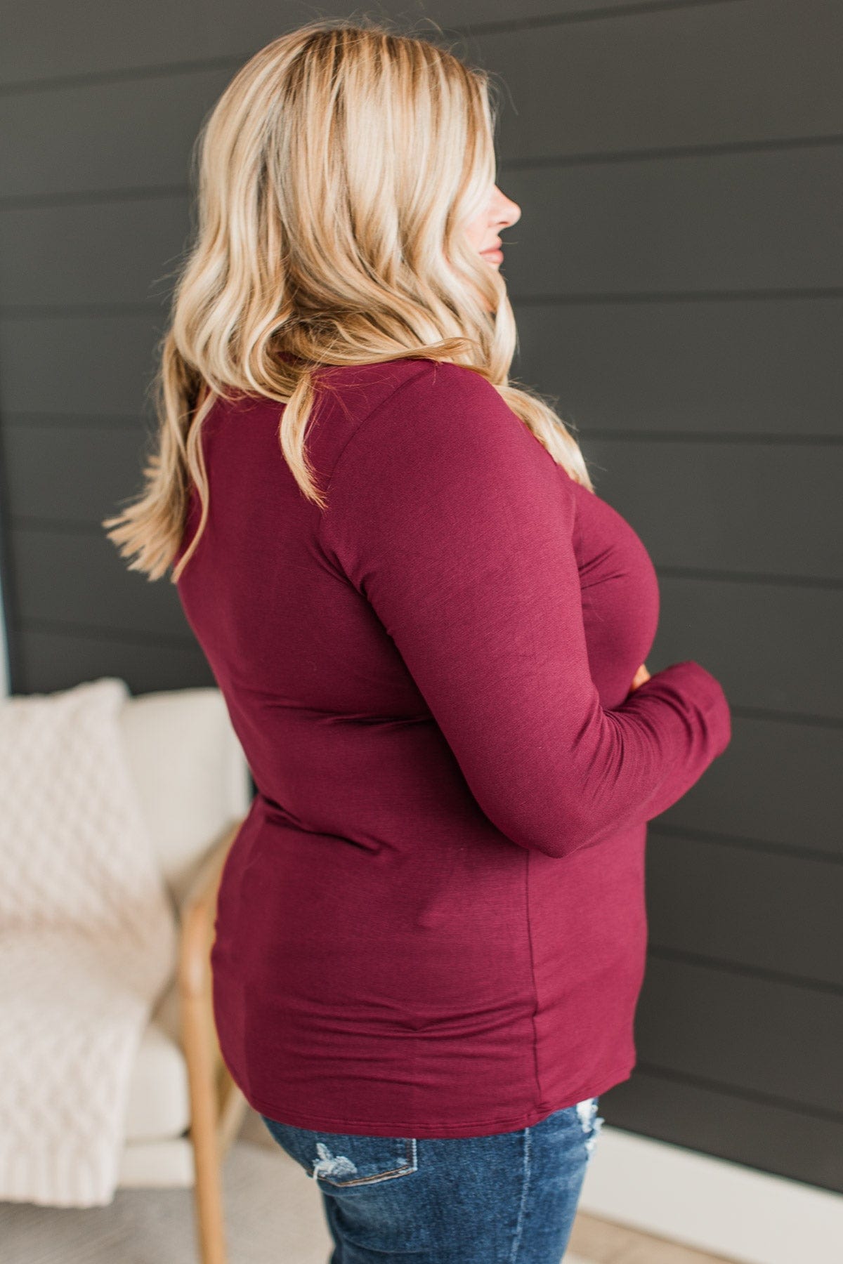 Here To Impress Knit Top- Burgundy