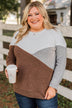 Wish For More Color Block Top- Ivory & Brown