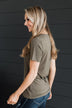 Hello Lovely V-Neck Top- Olive