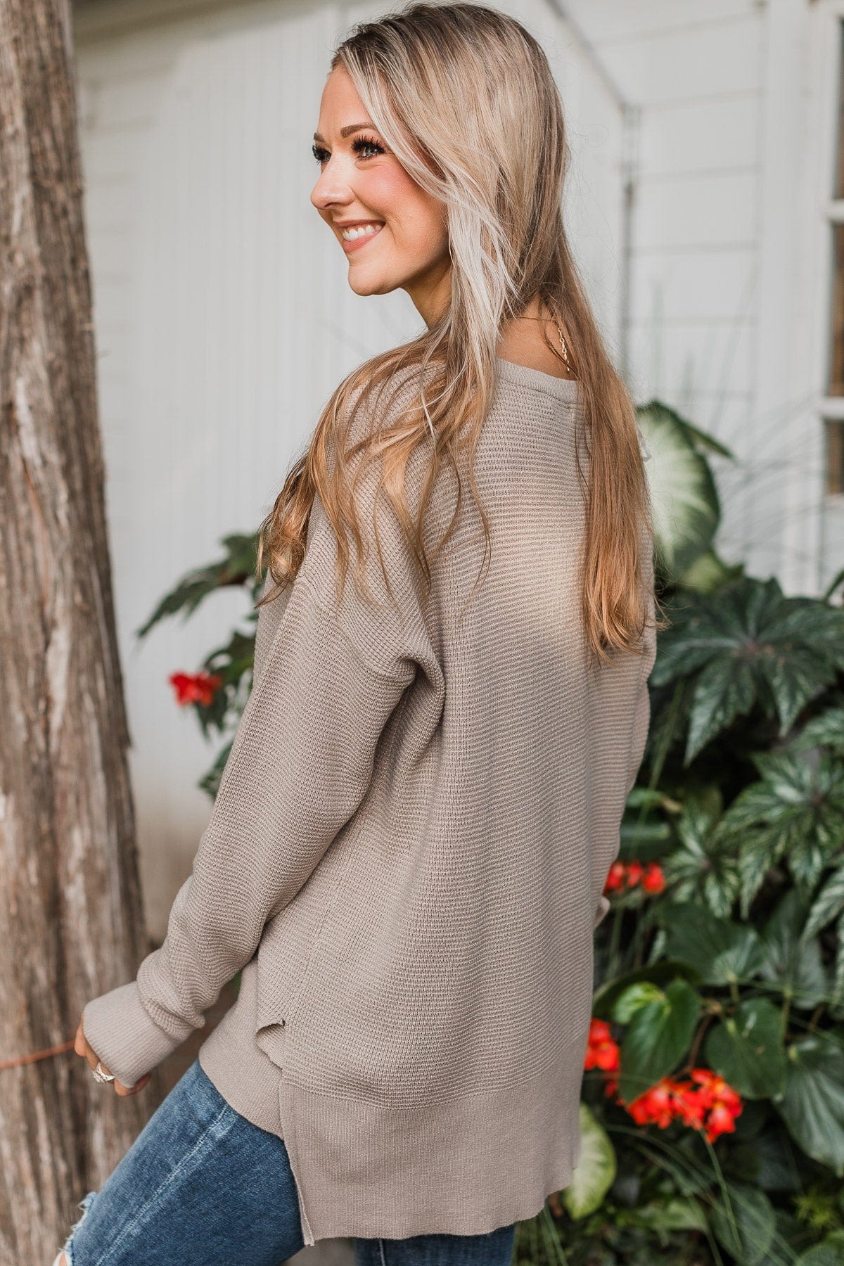 Time To Thrive Knit Sweater- Taupe
